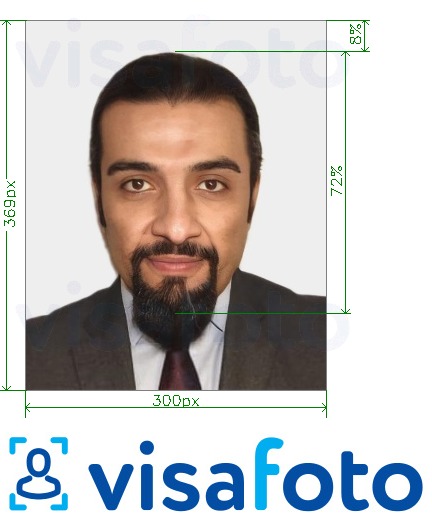 Przykład zdjęcia dla UAE Wiza online Emirates.com 300x369 pikseli z podaniem dokładnego rozmiaru.