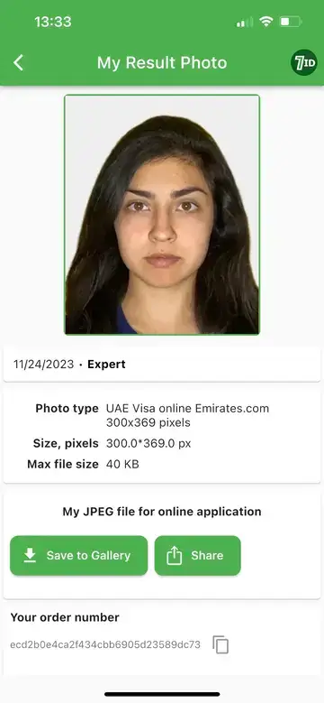 7ID: UAE Visa Foto Exempel