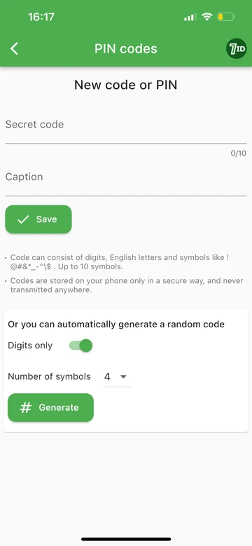 7ID: Generar un PIN o un codi