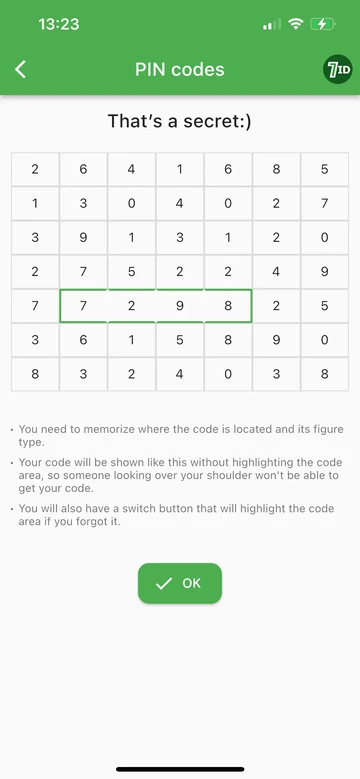 7ID: Bewaar uw pincodes veilig in één app