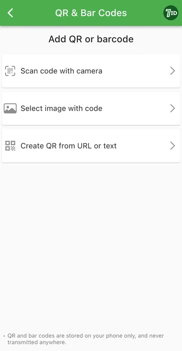 7ID აპლიკაცია: დაამატეთ QR ან შტრიხ კოდი