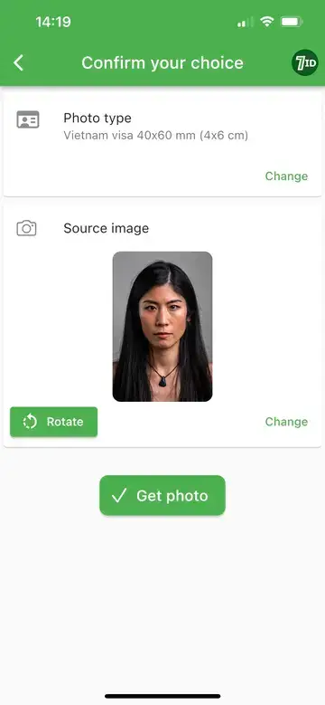 7ID: Dimensiunea fotografiei vizei pentru Vietnam
