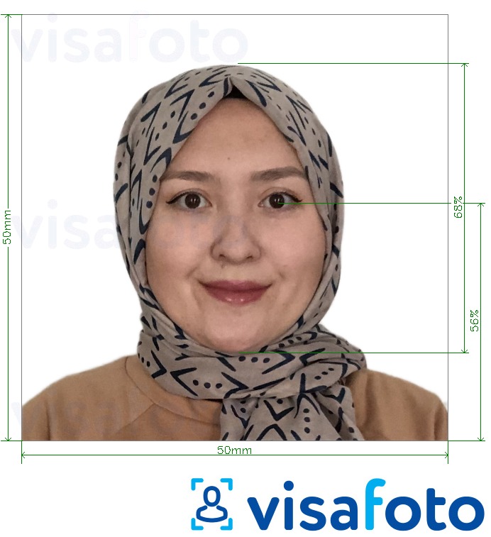 Przykład zdjęcia dla Paszport afgański 5x5 cm (50x50 mm) z podaniem dokładnego rozmiaru.