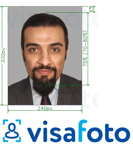 Przykład zdjęcia dla Bahrain ID card 240x320 pikseli z podaniem dokładnego rozmiaru.