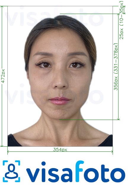 Przykład zdjęcia dla Chiny Paszport online 354x472 px z podaniem dokładnego rozmiaru.