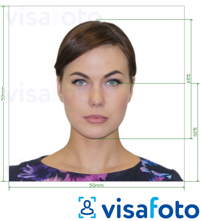 Przykład zdjęcia dla Republika Czeska Paszport 5x5cm (50x50mm) z podaniem dokładnego rozmiaru.