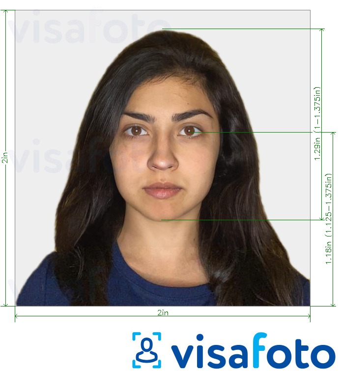 Przykład zdjęcia dla Indie Paszport dla zastosowania BLS USA (2x2