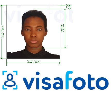 Przykład zdjęcia dla Wiza Kenii 207x207 pikseli z podaniem dokładnego rozmiaru.