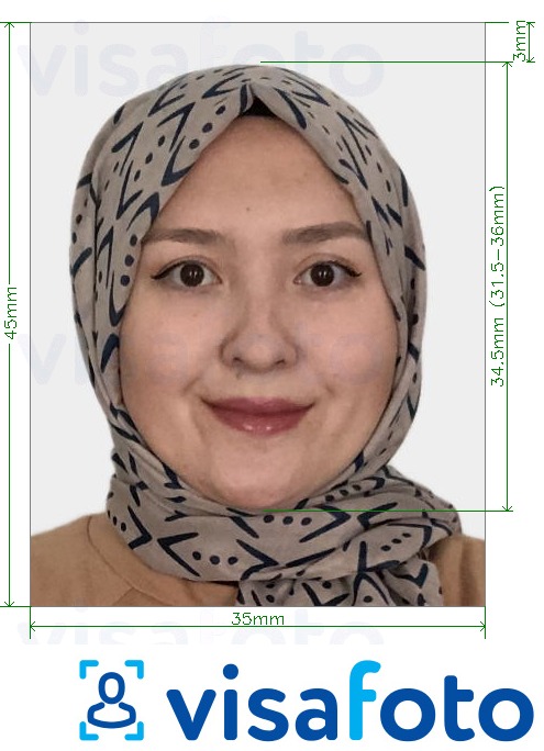 Przykład zdjęcia dla Kazachstan paszport online 413x531 pikseli z podaniem dokładnego rozmiaru.