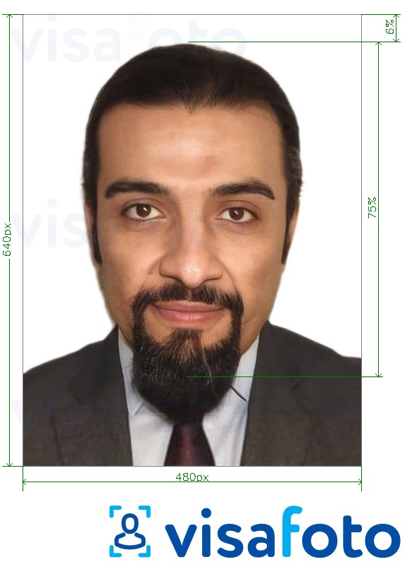 Przykład zdjęcia dla Arabia Saudyjska Dowód osobisty Absher 640x480 pikseli z podaniem dokładnego rozmiaru.