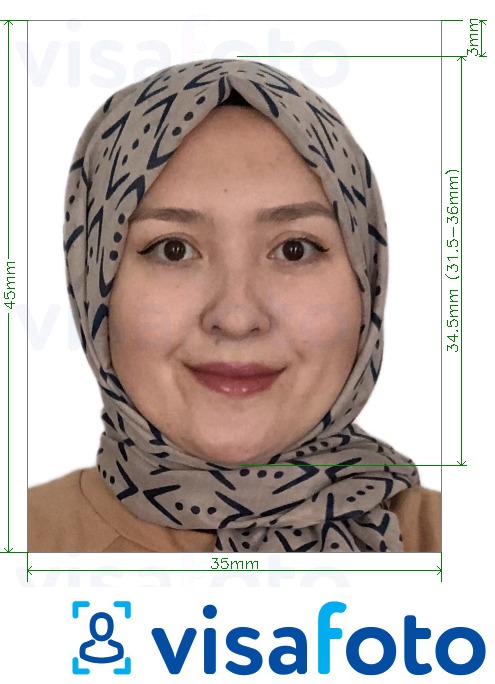 Przykład zdjęcia dla Obywatelstwo Uzbekistanu 35x45 mm z podaniem dokładnego rozmiaru.