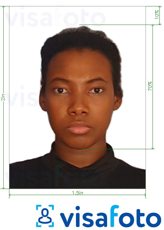Przykład zdjęcia dla Paszport Zambia 1,5x2 cale (51 x 38 mm) z podaniem dokładnego rozmiaru.