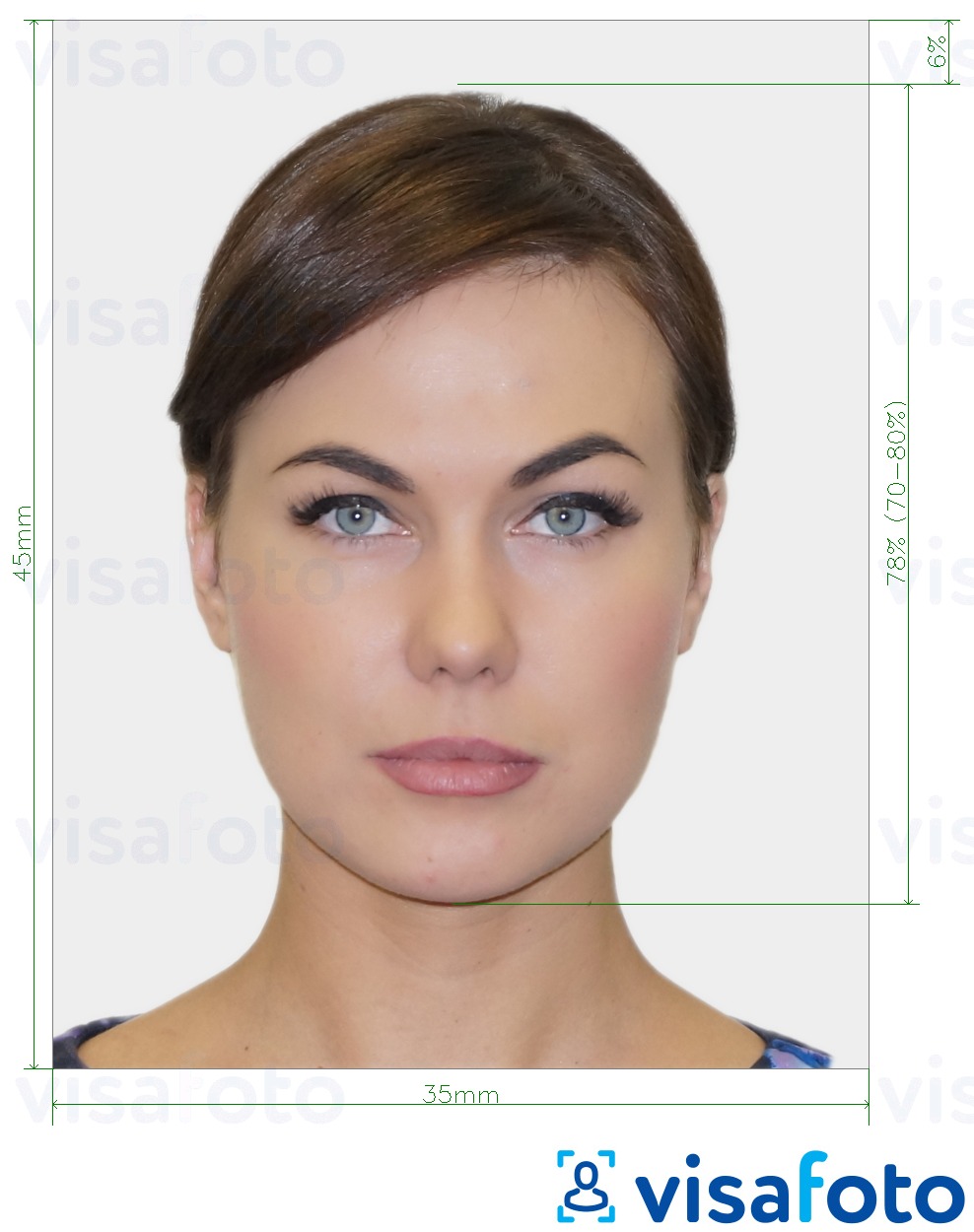 Przykład zdjęcia dla Zdjęcie paszportu biometrycznego z podaniem dokładnego rozmiaru.