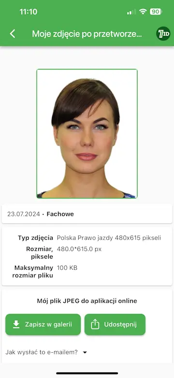 Aplikacja 7ID: przykładowe zdjęcie do polskiego prawa jazdy