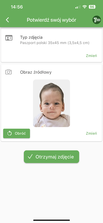 Aplikacja 7ID: Edytuj tło i rozmiar zdjęcia paszportowego swojego dziecka